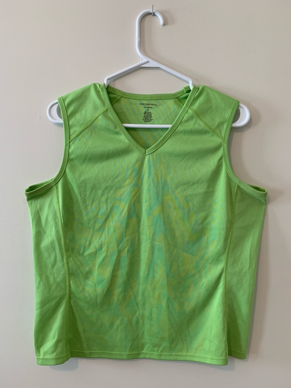 Prospirit Lime Green V-Neck Sleeveless Athletic Tank